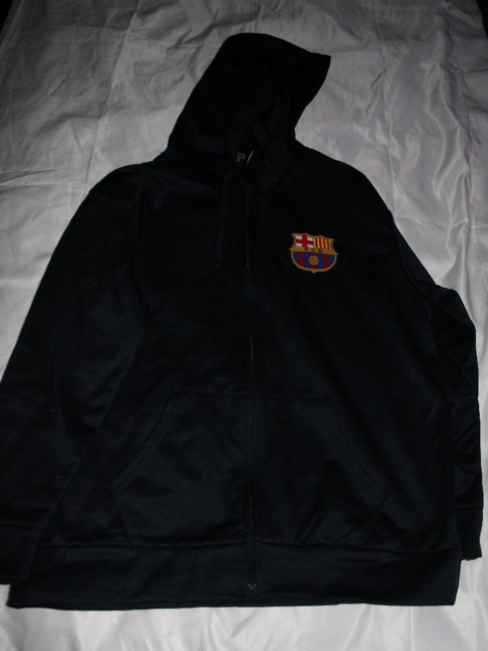 FC Barcelona Black Zip-Up Large Hoodie